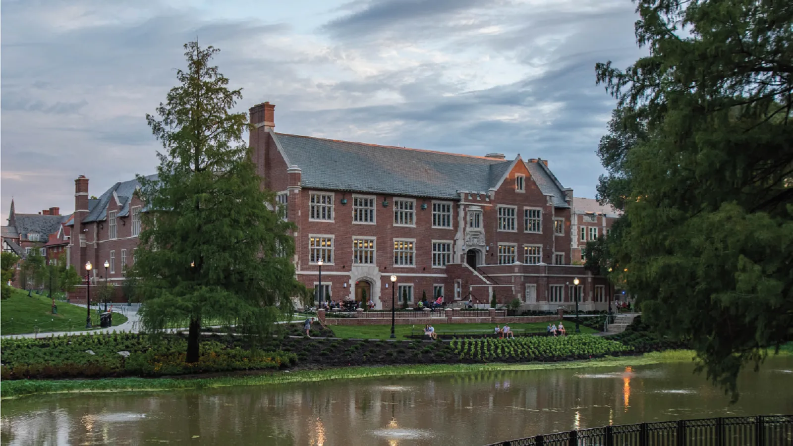 Photo of Pomerene Hall from across Mirror Lake