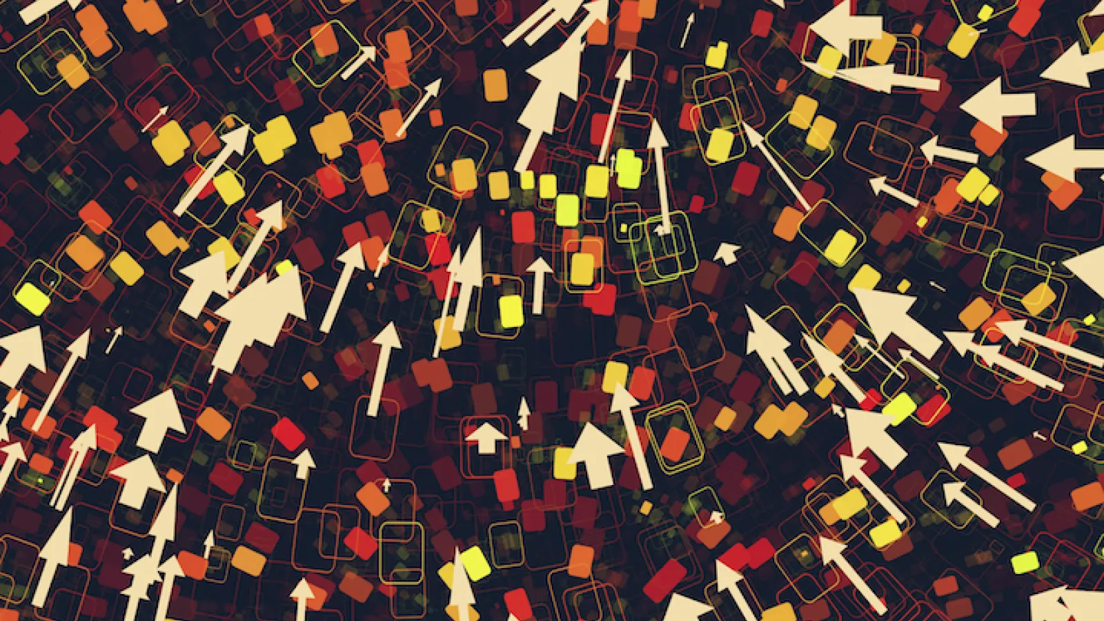 An abstract illustration with lots of arrows, representing many sources of information streams