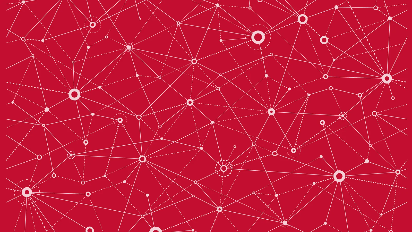 Network illustration with lines connecting circles of different sizes