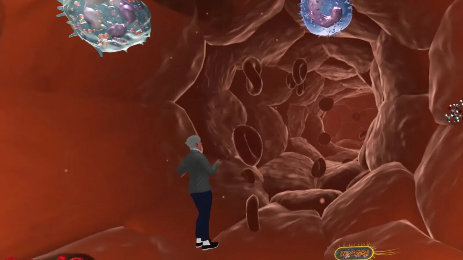 Extended reality view inside a block vessel
