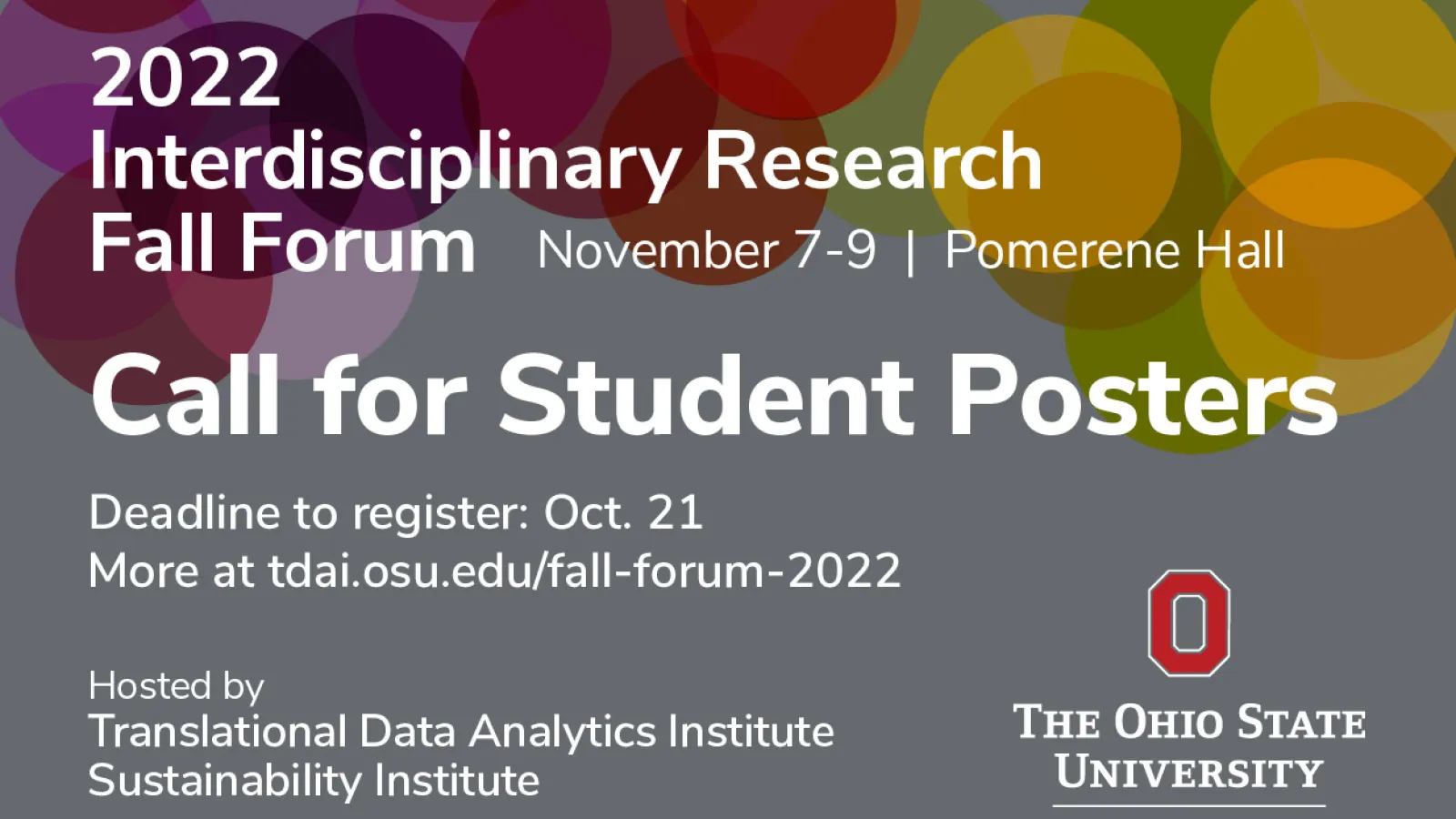 Graphic for Fall Forum poster session that shows colorful overlapping circles