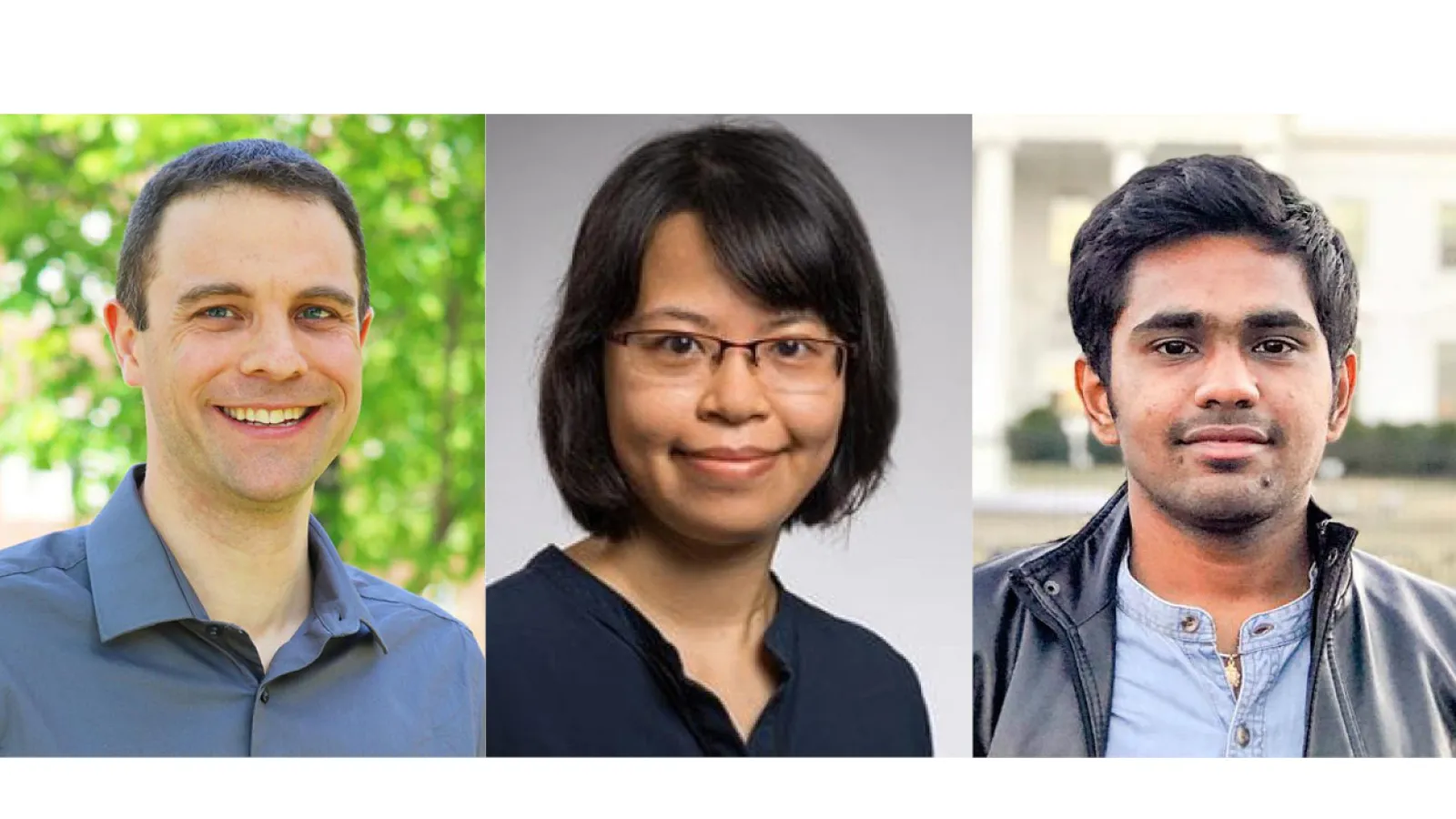 Headshots of Dr. Andre Carrel, Dr. Huyen Le, and Harsh Shah