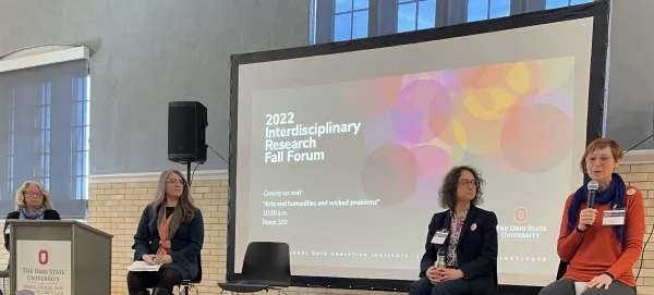 Dr. Wendy Hesford, Dr. Christa Teston, Dr. Hannah Kosstrin and Dr. Amy Youngs participating in a panel discussion